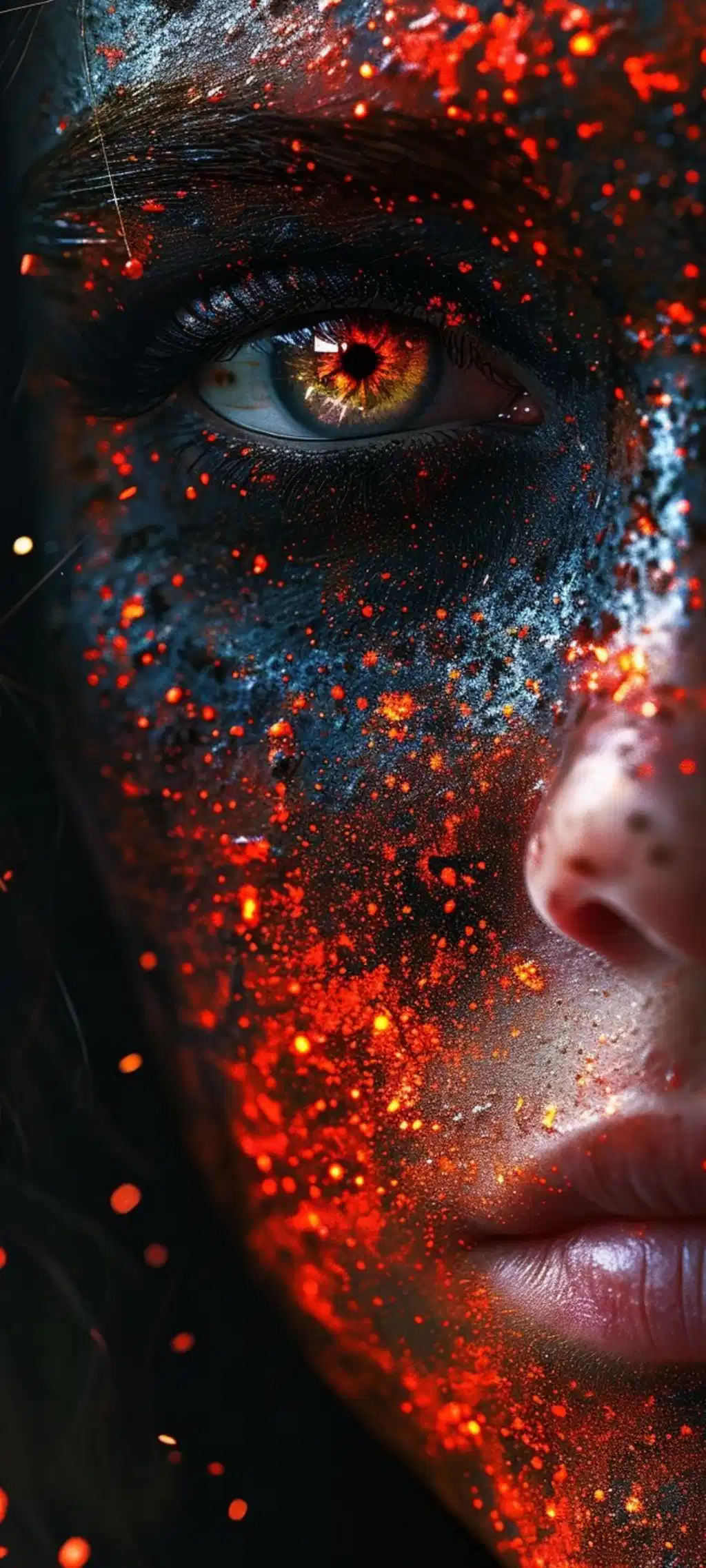 Futuristic Android Face Ember Sparks