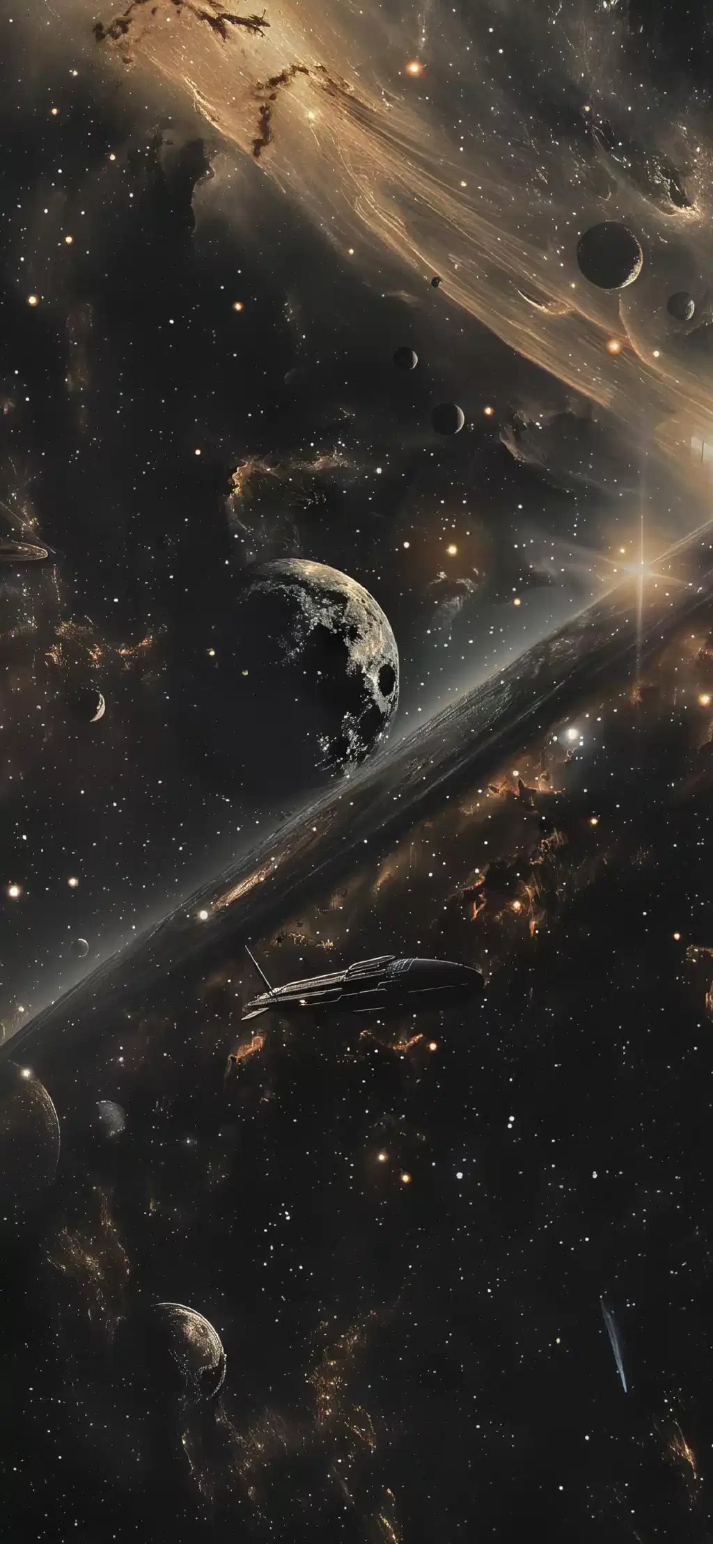 Futuristic Gold Black Abstract Swirls