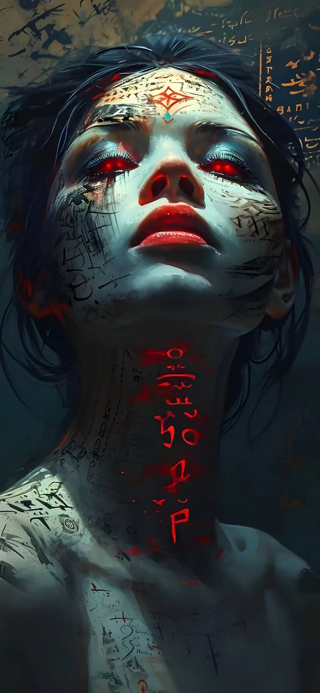 Gothic Woman Red Lipstick Dark Vibe