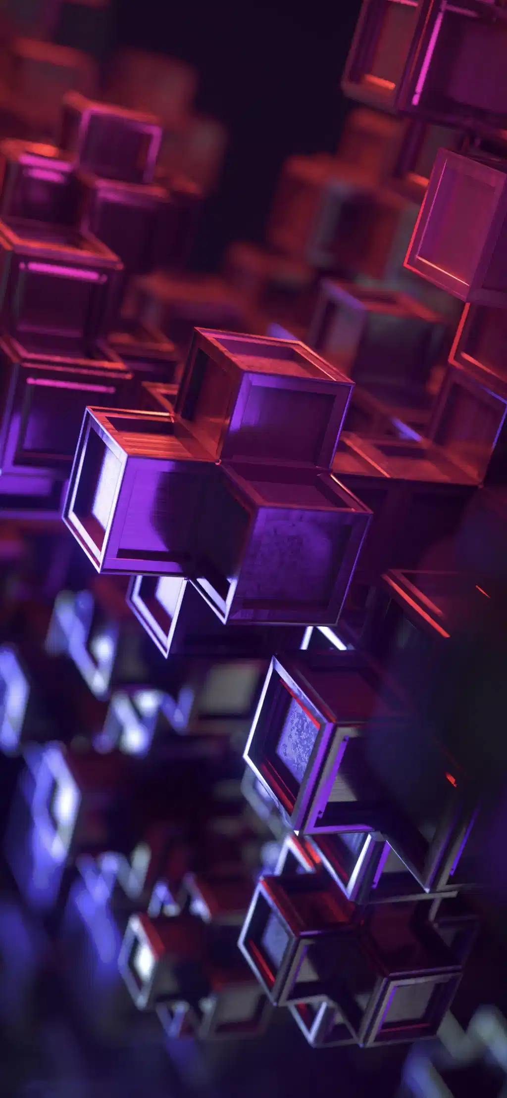 Purple Glowing 3D Abstract Cubes