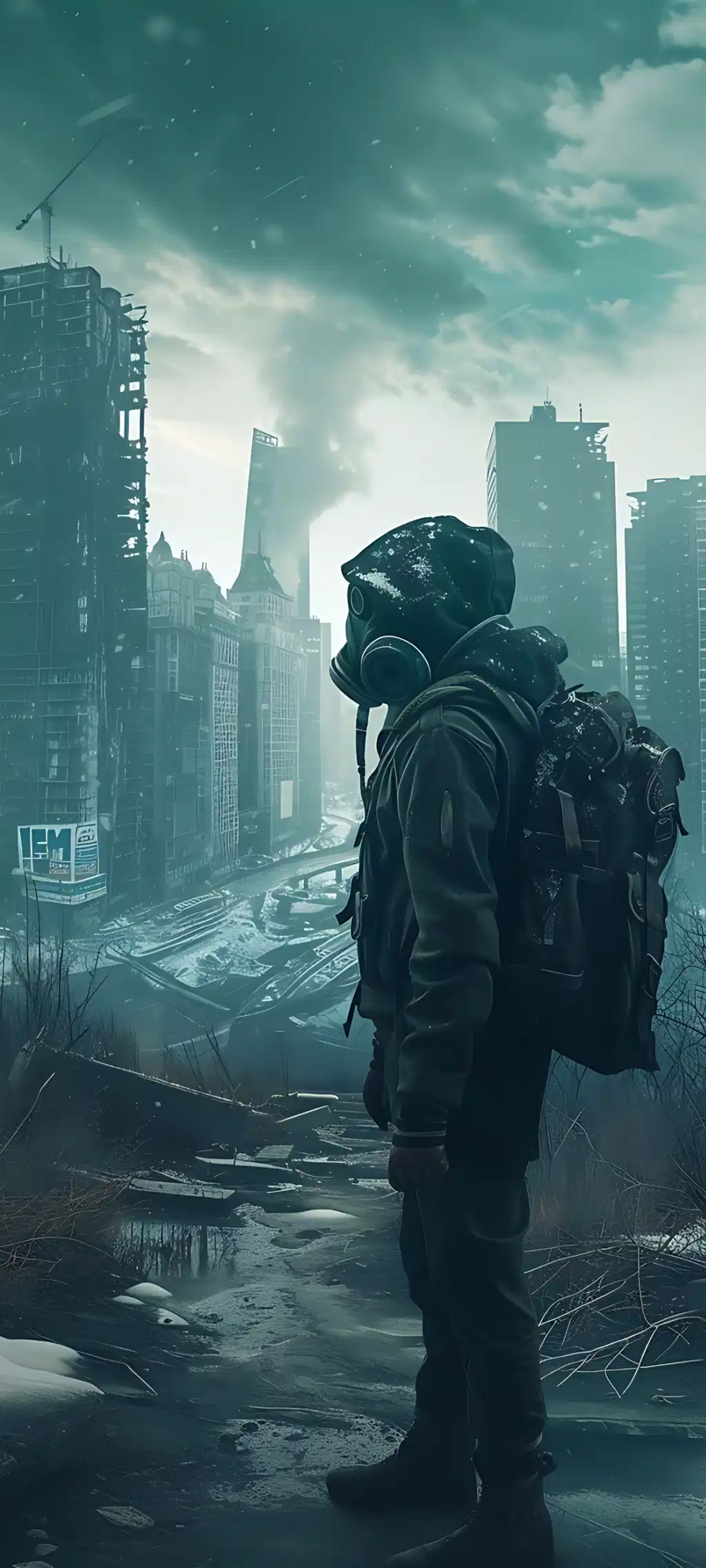 Scifi Soldier Gas Mask Futuristic City