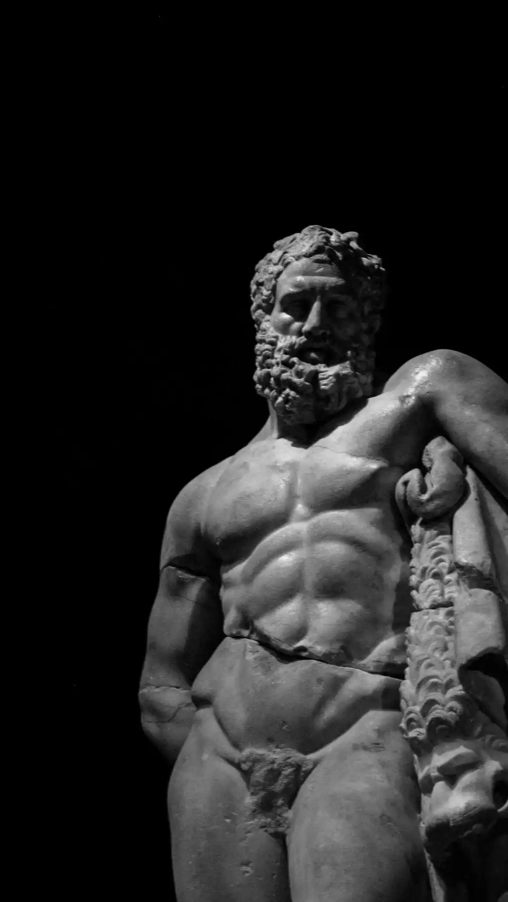 Classic Marble Statue Hercules Dark Background