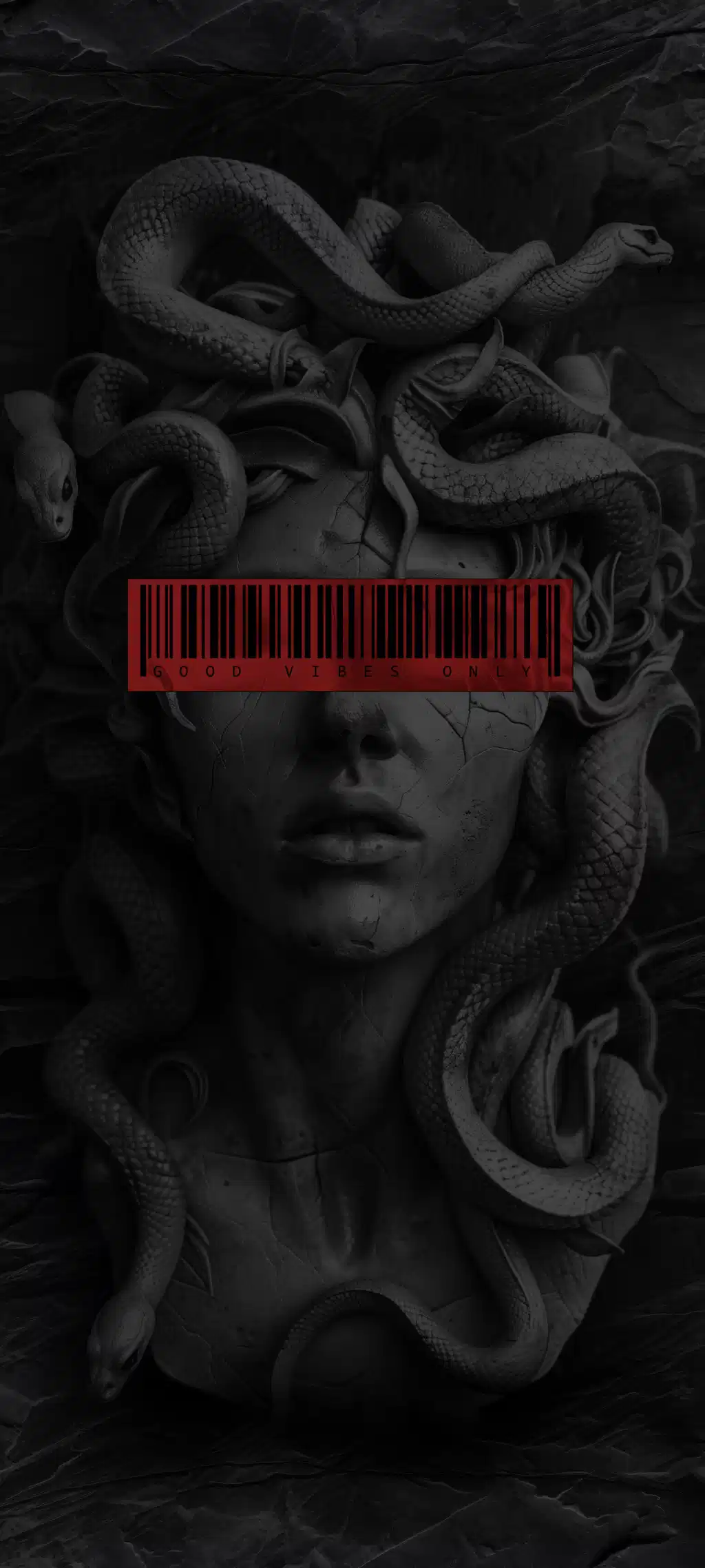 Medusa Snake Hair Sculpture Red Accents