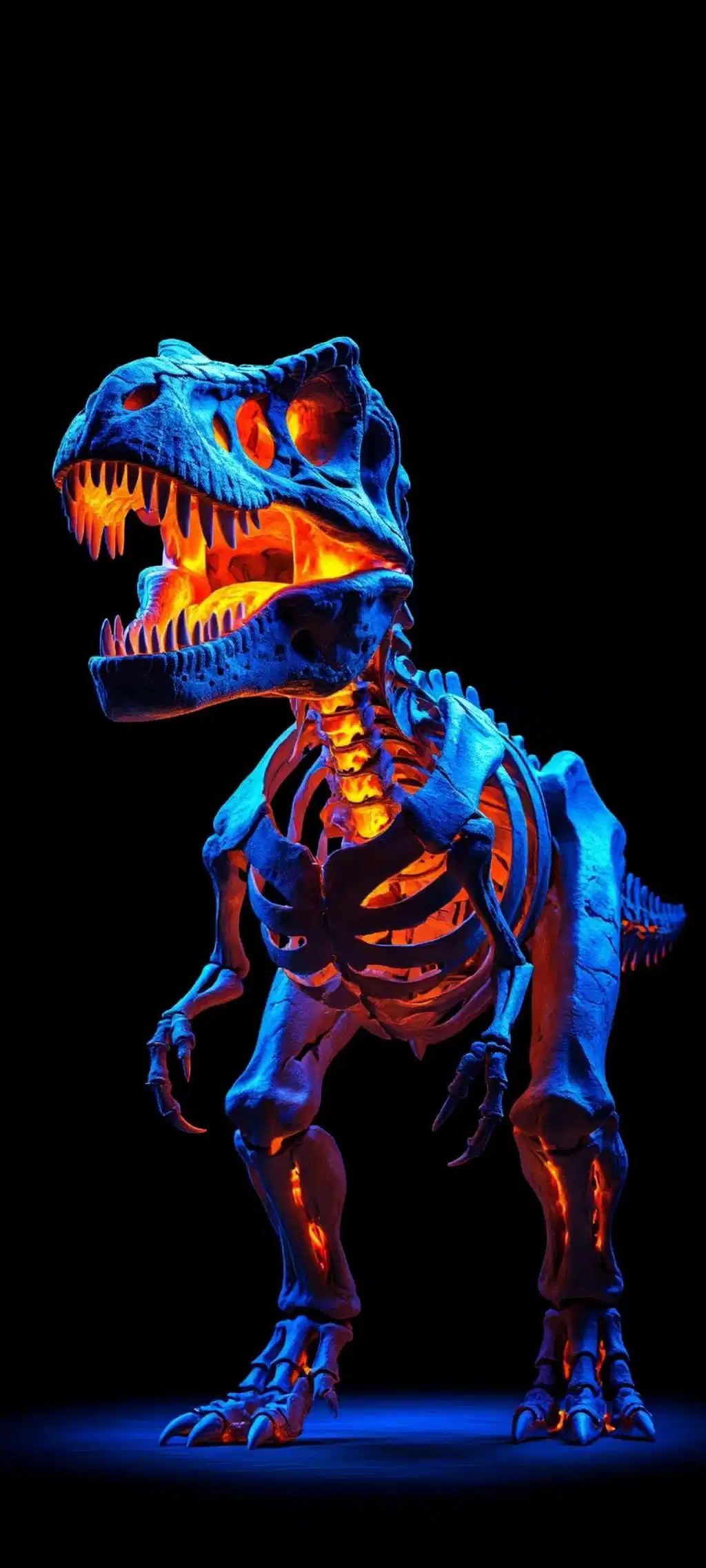Neon Glowing Dinosaur Skeleton Statue Dark