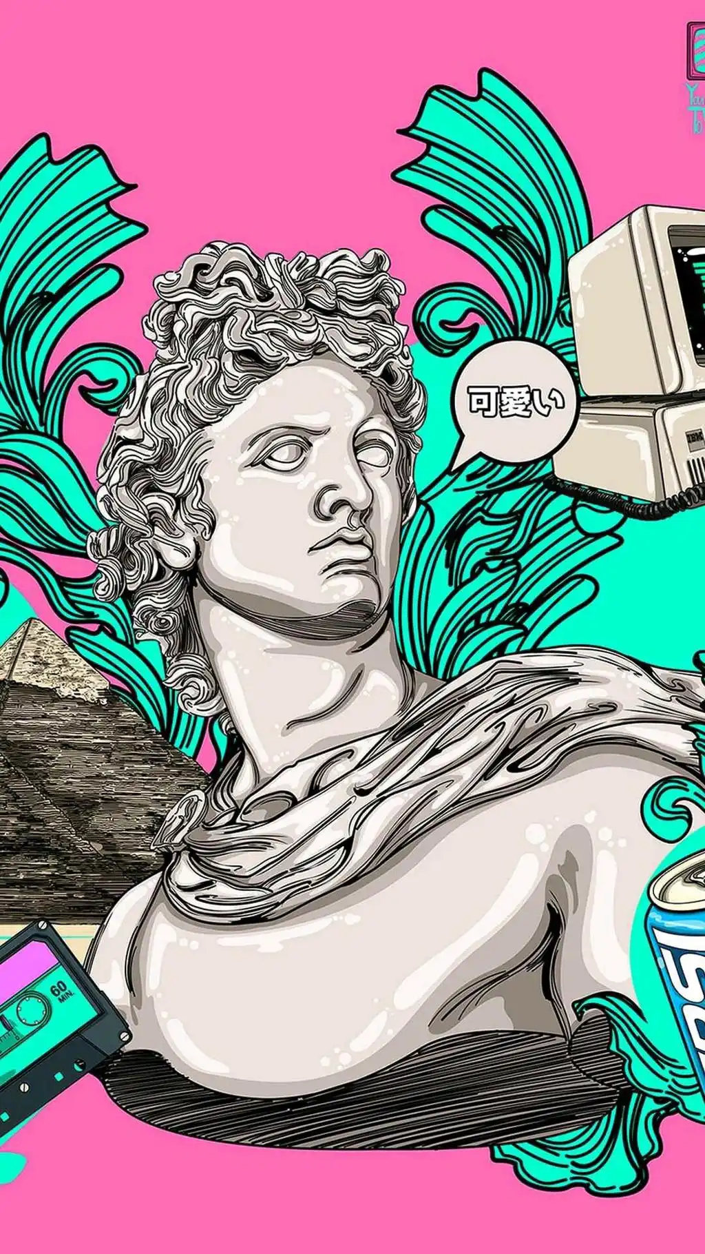 Pop Art Vaporwave Greek Statue Illustration