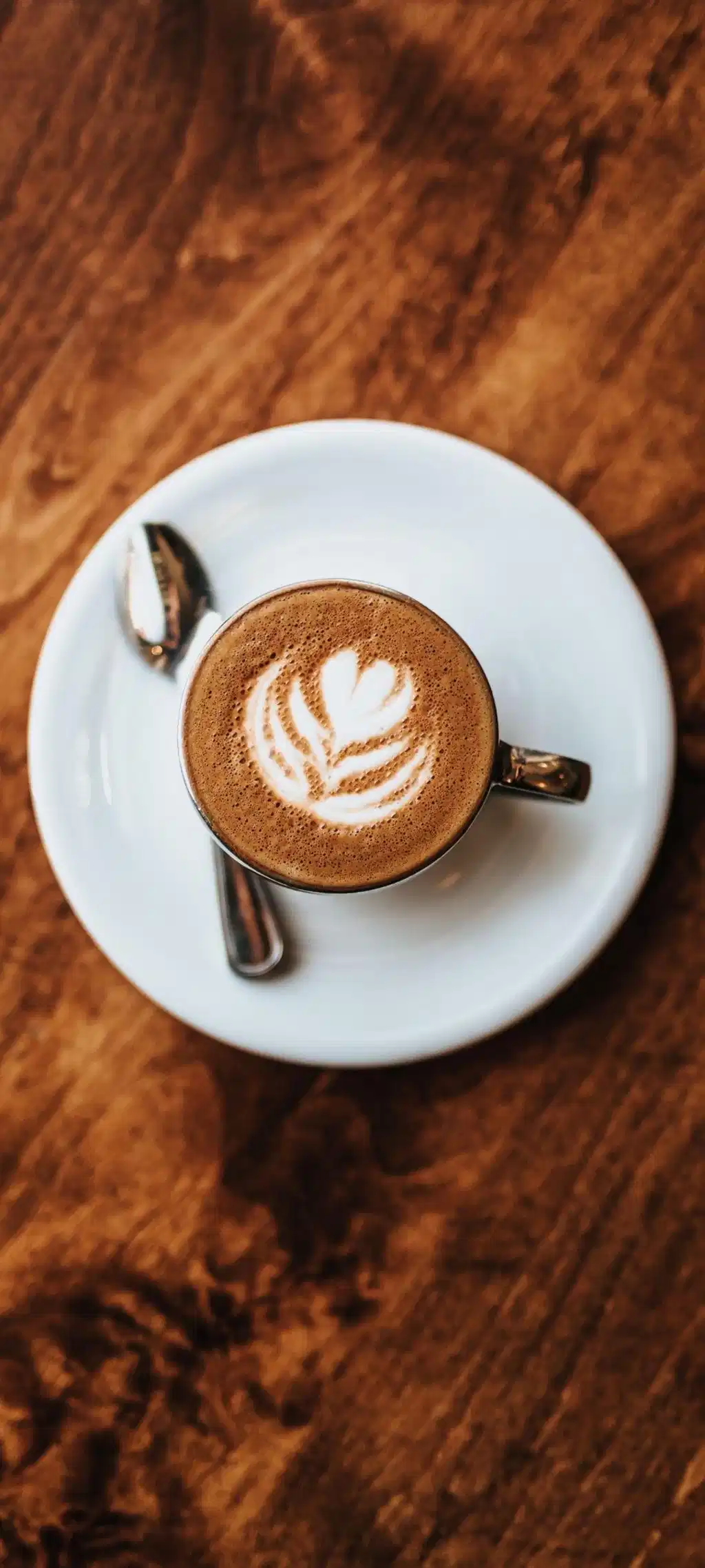 Latte Art Coffee Mug Wooden Table