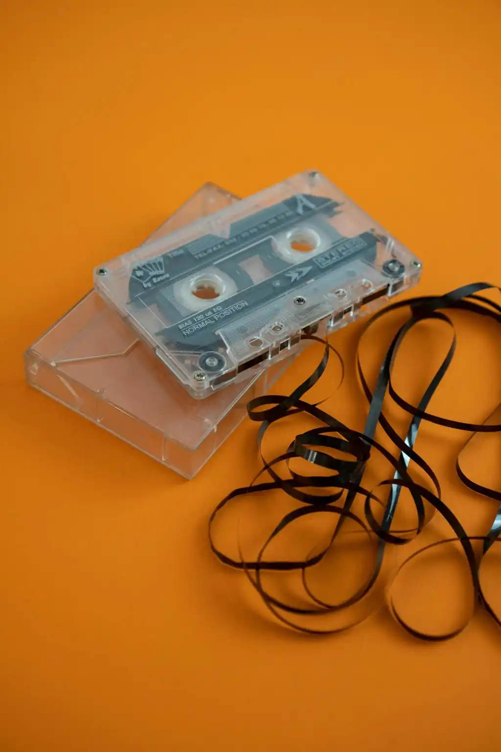 Vintage Cassette Tape Orange Background