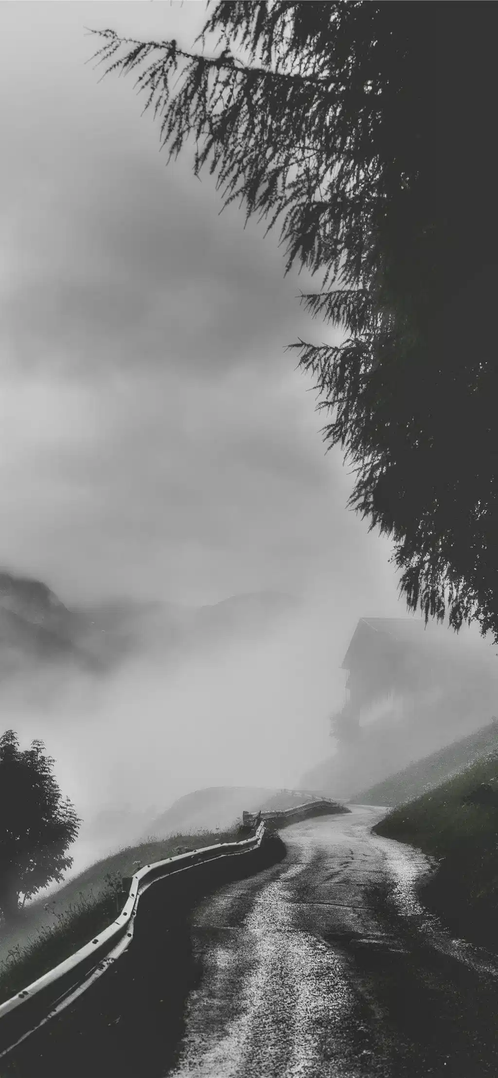 Winding Mountain Road Black and White
